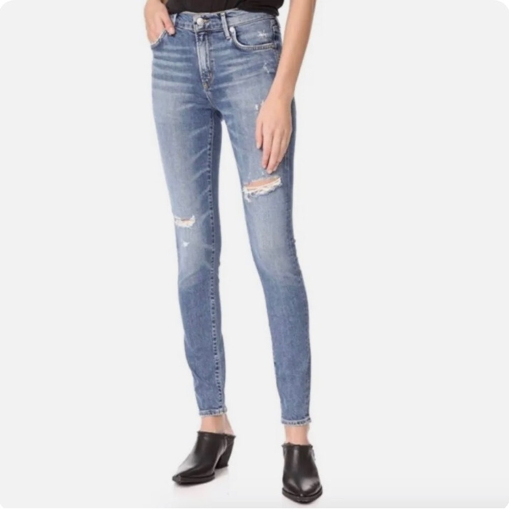 Agolde Sophie Hi-rise distressed skinny jeans.